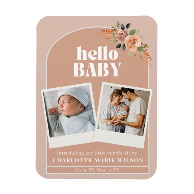 Hallo Baby Geburtsankündigung  Magnet (Vertikal)