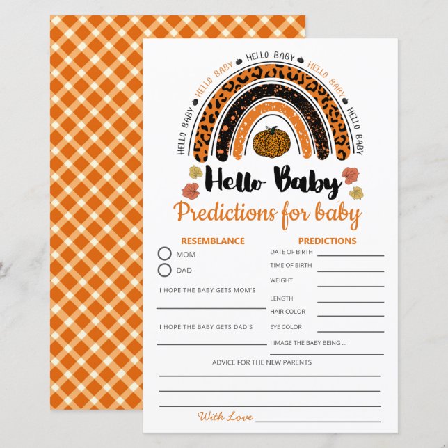 Hallo Baby Girl Pumpkin Gender Neutrale Vorhersage (Vorne/Hinten)