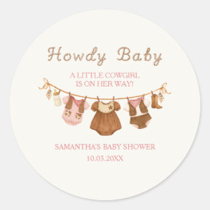 Hallo Baby Kleine Cowgirl Baby Shower Runder Aufkleber