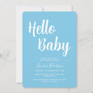 Hallo Baby Light Blue Baby Dusche Einladung