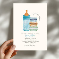 Hallo Baby Macarons & Milch Blau Baby Shower