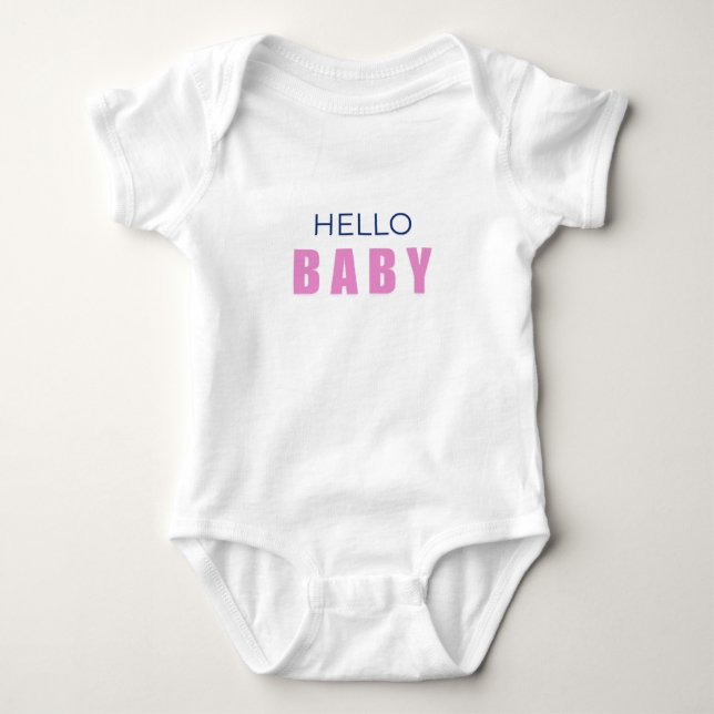 Hallo Baby Minimal Mädchen Bodysuit Strampler (Vorderseite)