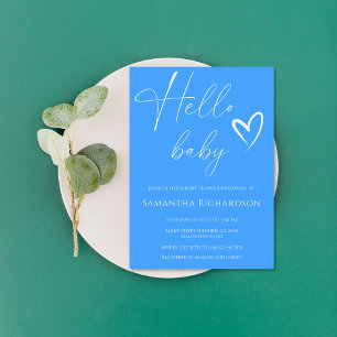 Hallo Baby Minimalist Blau Baby Shower Einladung