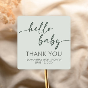Hallo Baby Minimalistische Babyparty Quadratischer Aufkleber