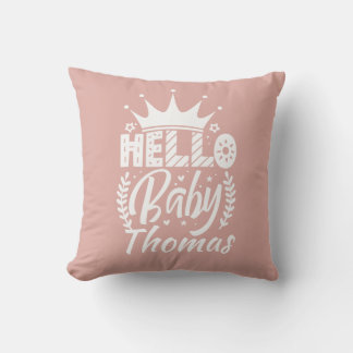 Hallo Baby mit Crown Baby's Name Blush Pink Kissen