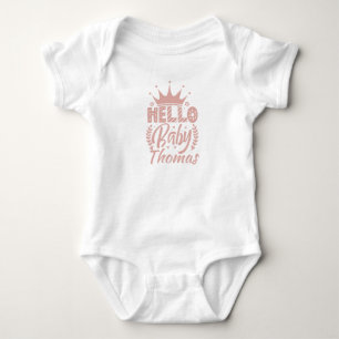 Hallo Baby mit Crown Baby's Name, Blush Pink Strampler