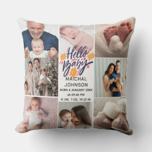 Hallo Baby Neugeborenen-Geburtsstatistiken 8 Fot Kissen