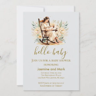 Hallo Baby Neutral Mama und Baby  Einladung