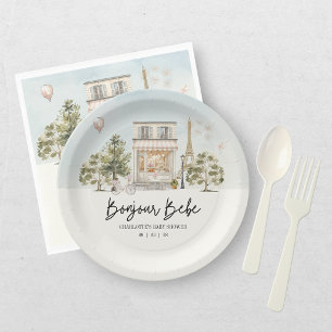 Hallo Baby Paris Französische Babyparty Pappteller