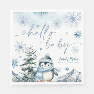Hallo Baby Penguin, Winter blaue Babydusche Serviette