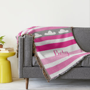 Hallo Baby Personalisiert Moderne rosa Streifen Wo Decke
