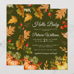 Hallo Baby Pumpkin Foliage Baby Dusche Einladung