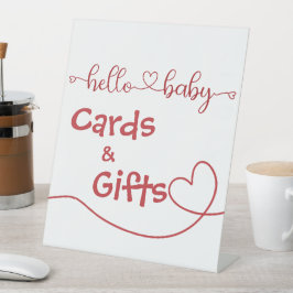 Hallo Baby Red Heart Minimal Karten & Geschenke Sockelschild