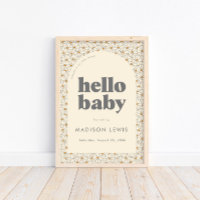 Hallo Baby Retro Boho Daisy Willkommens-Poster