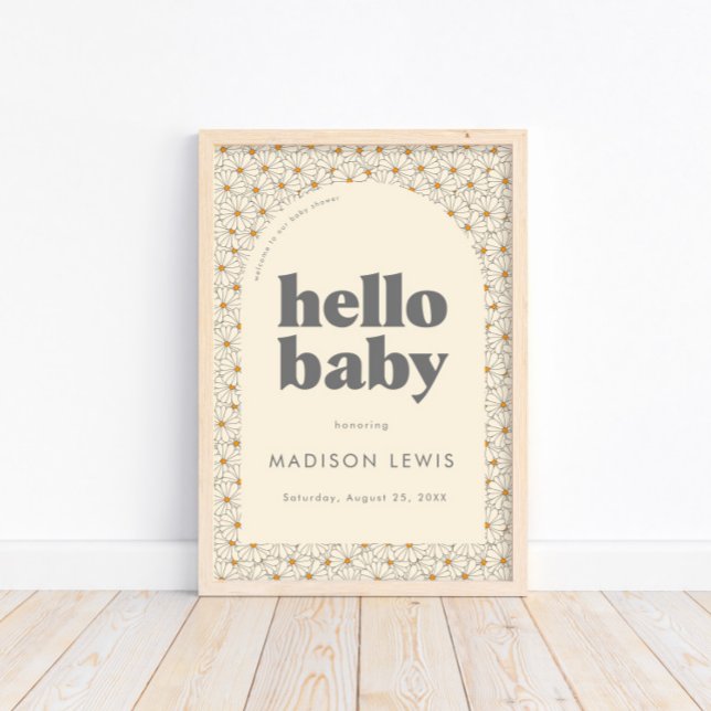 Hallo Baby Retro Boho Daisy Willkommens-Poster Poster (Available for print & instant digital download!)