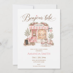Hallo Baby Rosa Café Baby Shower Einladung