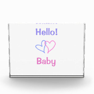 Hallo Baby Rosa Lila Herz Name Wasserfarbe Boho Fotoblock