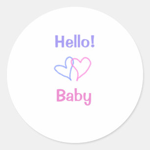 Hallo Baby Rosa Lila Herz Name Wasserfarbe Boho Runder Aufkleber