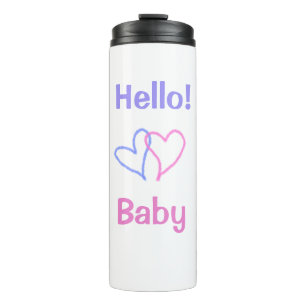 Hallo Baby Rosa Lila Herz Name Wasserfarbe Boho Thermosbecher