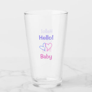 Hallo Baby rosa lila Herzname Wassercolor boho Glas