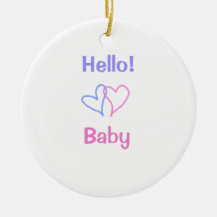 Hallo Baby rosa lila Herzname Wassercolor boho Keramik Ornament
