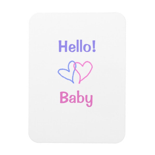 Hallo Baby rosa lila Herzname Wassercolor boho Magnet (Vertikal)