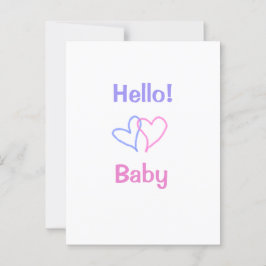 Hallo Baby rosa lila Herzname Wassercolor boho Postkarte