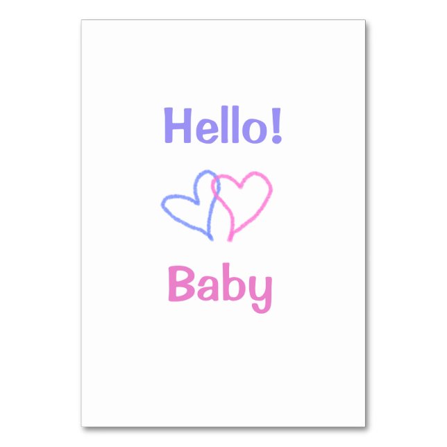 Hallo Baby rosa lila Herzname Wassercolor boho Tischnummer (Vorderseite)