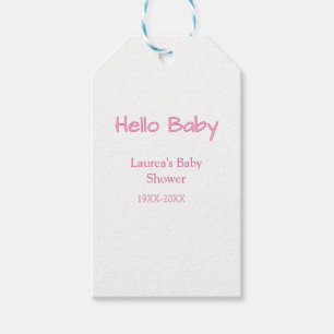 hallo baby rosa pastell baby shower name datum tre geschenkanhänger