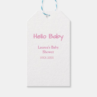 hallo baby rosa pastell baby shower name datum tre geschenkanhänger