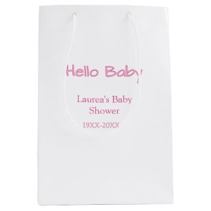 hallo baby rosa pastell baby shower name datum tre mittlere geschenktüte