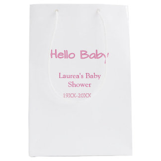 hallo baby rosa pastell baby shower name datum tre mittlere geschenktüte