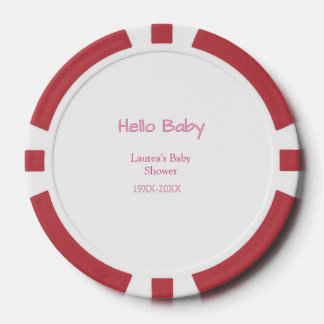 hallo baby rosa pastell baby shower name datum tre pokerchips