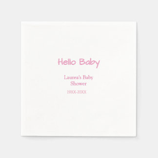 hallo baby rosa pastell baby shower name datum tre serviette