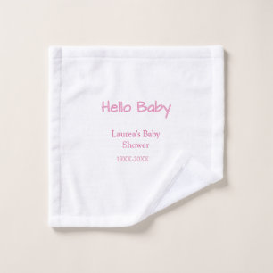 hallo baby rosa pastell baby shower name datum tre waschlappen