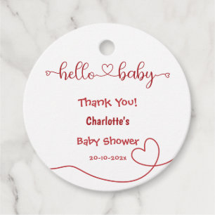 Hallo Baby Rotes Herz Minimale Babyparty Geschenkanhänger