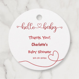 Hallo Baby Rotes Herz Minimale Babyparty Geschenkanhänger