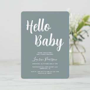 Hallo Baby Rustic Blue Baby Dusche Einladung