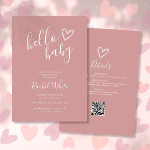 Hallo Baby Shower Alles in Einem Dusty Rose Pink Einladung
