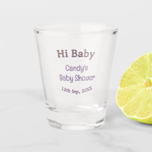 Hallo Baby Shower Blau Name Datum Maron modern tre Schnapsglas