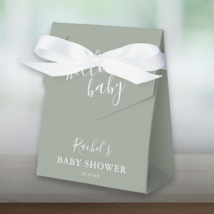 Hallo Baby Shower Geschlechtsneutral Boho Hellgrün Geschenkschachtel