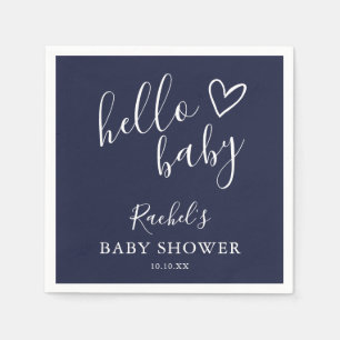 Hallo Baby Shower Navy Blau Baby Junge Süßes Herz Serviette
