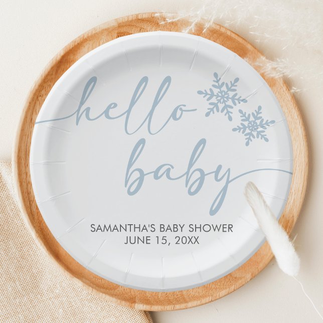 Hallo Baby Shower Pappteller (Winter Baby Shower Paper Plate)