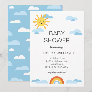 Hallo Baby Sun Clouds Rainbow Baby Shower Einladun Einladung