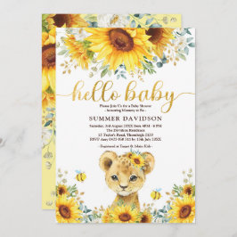 Hallo Baby Sunflower Lion Cub Jungle Dusche Einladung