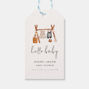 Hallo Baby Süße Boho-Kleidung Baby Shower Geschenkanhänger