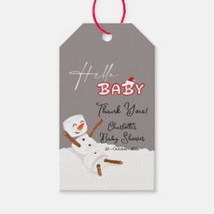 Hallo Baby Süßer Schneemann Baby Shower Geschenkanhänger