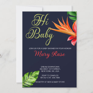 Hallo, Baby Tropische Blätter und Blumen Baby Show Einladung