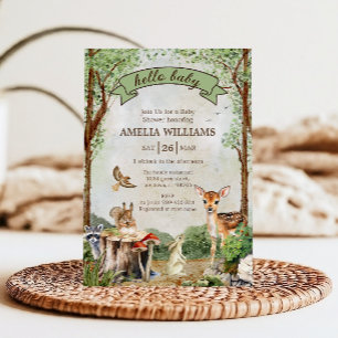 Hallo Baby Wald Baby Shower Waldtiere Einladung