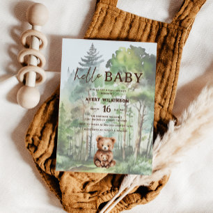 Hallo Baby Wald Bär Baby Shower Einladung